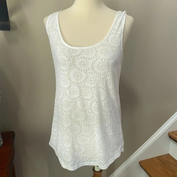 Loft White Burn Out Sheer Tank XS - Picture 1 of 6